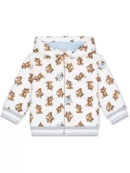 Dolce & Gabbana худи Baby Leopard на молнии, белый