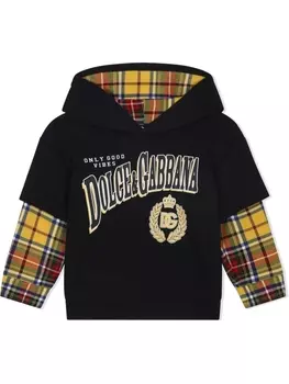 Dolce & Gabbana худи-футболка в клетку тартан, синий
