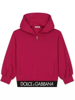 Dolce & Gabbana худи на молнии с логотипом, красный