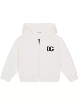 Dolce & Gabbana худи на молнии с логотипом DG, белый