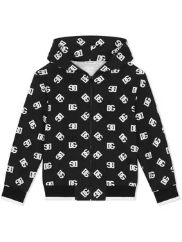 Dolce & Gabbana худи на молнии с логотипом DG, черный