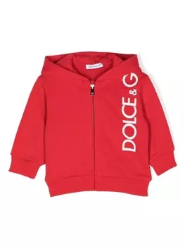 Dolce & Gabbana худи на молнии с логотипом, красный