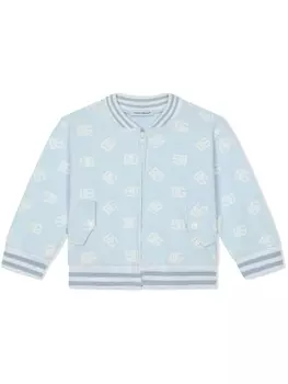 Dolce & Gabbana худи на молнии с логотипом, синий