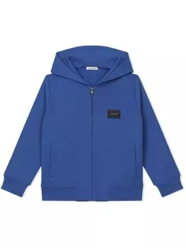 Dolce & Gabbana худи на молнии с логотипом, синий