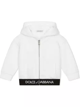 Dolce & Gabbana худи на молнии с логотипом, белый