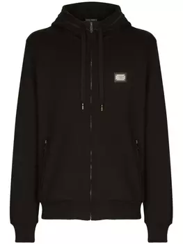 Dolce & Gabbana худи на молнии с логотипом, черный