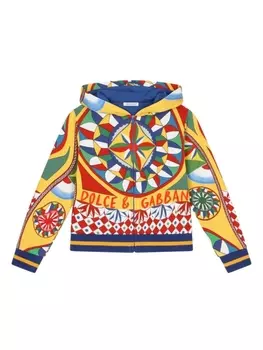 Dolce & Gabbana худи на молнии с принтом Carretto, желтый