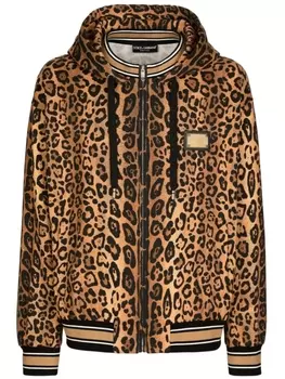 Dolce & Gabbana худи с леопардовым принтом, коричневый