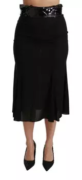 Dolce & Gabbana Элегантная женская юбка с высокой талией и пайетками, черный