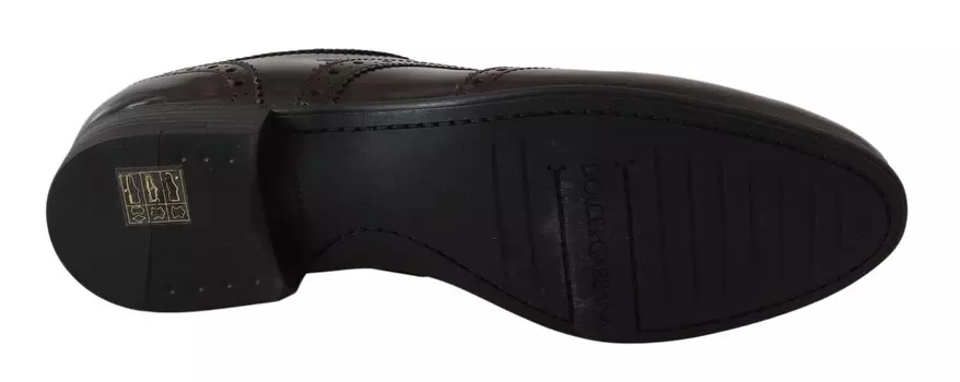 Dolce & Gabbana Элегантные кожаные женские оксфорды на плоской подошве, коричневый