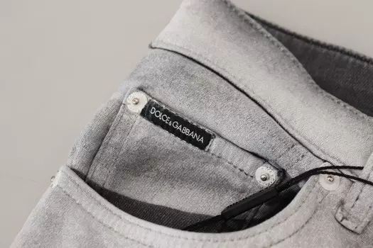 Dolce & Gabbana Элегантные мужские брюки из стираного хлопка, серый