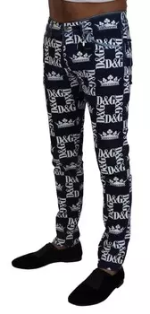 Dolce & Gabbana Элегантные мужские брюки с принтом короны, синий