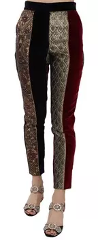 Dolce & Gabbana Элегантные укороченные женские брюки из жаккарда, мультиколор