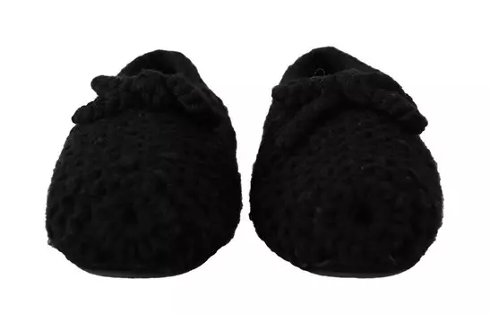 Dolce & Gabbana Элегантные женские балетки шерстяной вязки на плоской подошве, черный