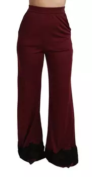 Dolce & Gabbana Элегантные женские широкие брюки с завышенной талией, цвет Bordeaux