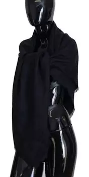 Dolce & Gabbana Элегантный мужской шарф из шелковой шерсти с бахромой, синий