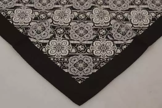 Dolce & Gabbana Элегантный шелковый мужской квадратный шарф, черный