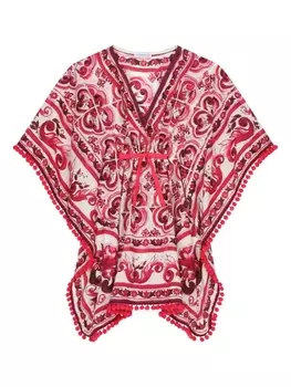 Dolce & Gabbana кафтан с принтом Majolica, розовый