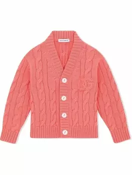 Dolce & Gabbana кардиган фактурной вязки с логотипом, розовый