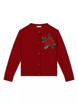 Dolce & Gabbana кардиган с цветочной нашивкой, красный