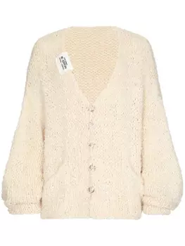 Dolce & Gabbana кардиган с нашивкой-логотипом, нейтральный цвет