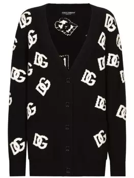 Dolce & Gabbana кардиган с вышитым логотипом, черный