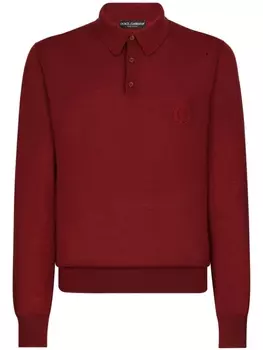 Dolce & Gabbana кашемировая рубашка поло с вышитым логотипом, красный