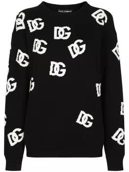 Dolce & Gabbana кашемировый джемпер с логотипом DG, черный