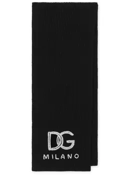 Dolce & Gabbana кашемировый шарф с вышитым логотипом, черный
