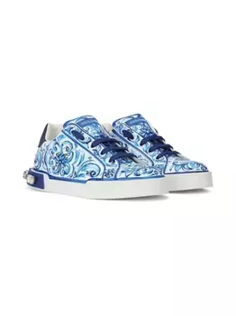 Dolce & Gabbana кеды Portofino Light с принтом Majolica, белый
