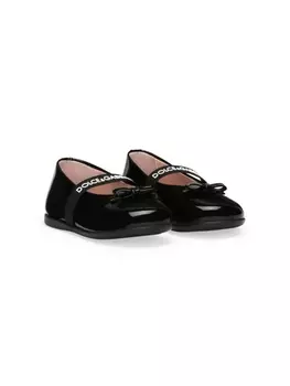 Dolce & Gabbana Kids балетки с логотипом и бантом, черный