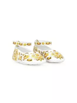 Dolce & Gabbana Kids балетки с принтом Majolica, белый