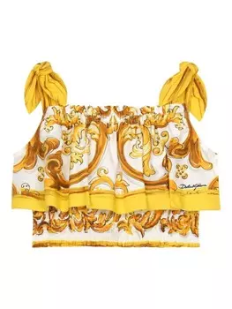 Dolce & Gabbana Kids блузка с принтом Majolica, желтый