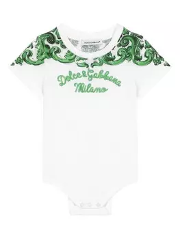 Dolce & Gabbana Kids боди с принтом Majolica, белый