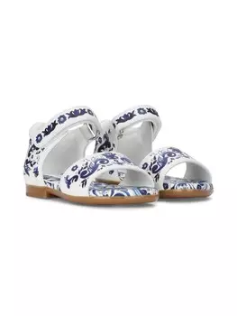 Dolce & Gabbana Kids босоножки с принтом Majolica, белый