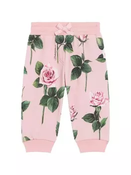 Dolce & Gabbana Kids брюки с цветочным принтом, розовый