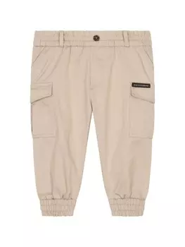 Dolce & Gabbana Kids брюки с нашивкой-логотипом, нейтральный цвет