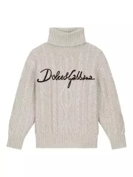 Dolce & Gabbana Kids джемпер с вышитым логотипом, серый