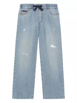 Dolce & Gabbana Kids джинсы с эффектом потертости, синий