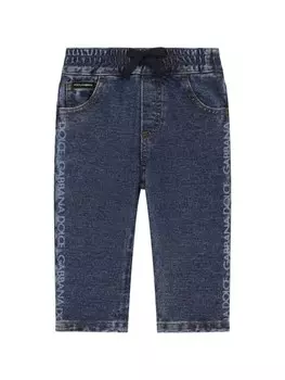 Dolce & Gabbana Kids джинсы с пятью карманами и логотипом, синий