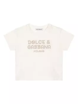 Dolce & Gabbana Kids футболка из хлопка с логотипом, белый