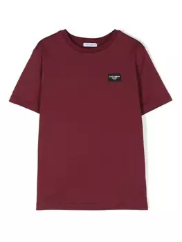 Dolce & Gabbana Kids футболка из хлопка с нашивкой-логотипом, красный