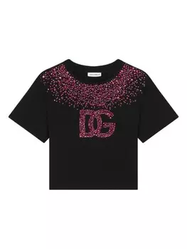 Dolce & Gabbana Kids футболка с логотипом DG, черный