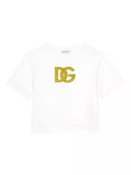 Dolce & Gabbana Kids футболка с логотипом и стразами, белый