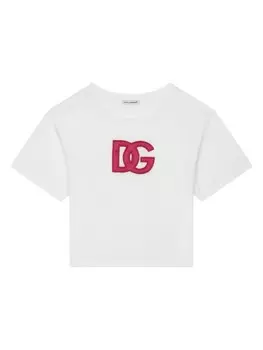 Dolce & Gabbana Kids футболка с нашивкой-логотипом, белый