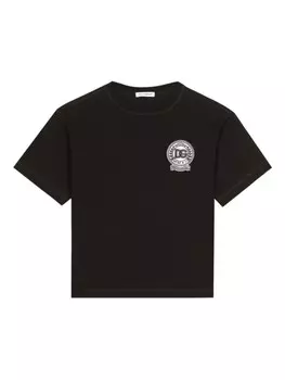 Dolce & Gabbana Kids футболка с вышивкой DG, черный