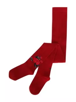 Dolce & Gabbana Kids гольфы с цветочной вышивкой, красный