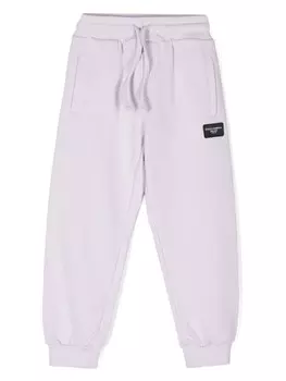 Dolce & Gabbana Kids хлопковые спортивные брюки с нашивкой-логотипом, фиолетовый