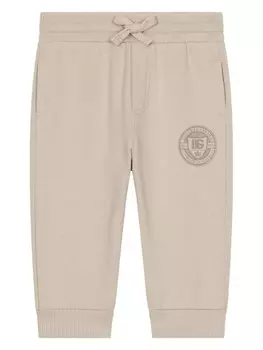 Dolce & Gabbana Kids хлопковые спортивные брюки с логотипом, нейтральный цвет