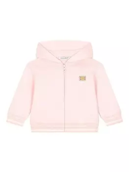 Dolce & Gabbana Kids худи на молнии с логотипом, розовый